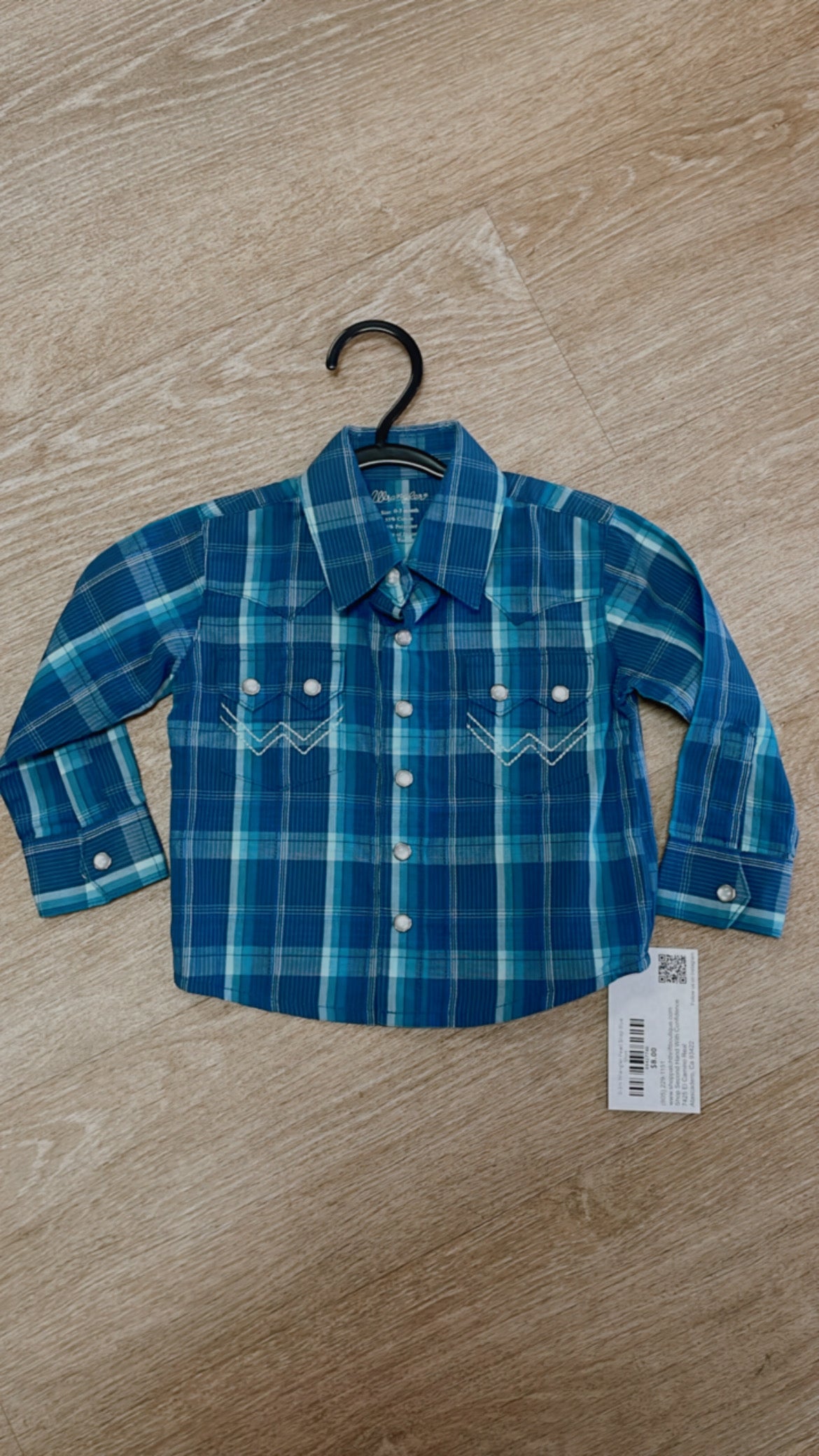 0-3m Wrangler Pearl Snap Blue Shirt