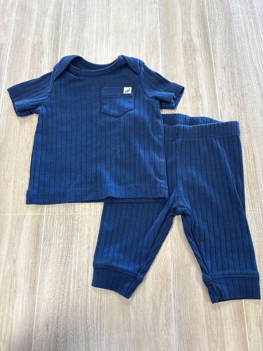 3m Navy Ribbed 2 Piece Shirt + Legging Set