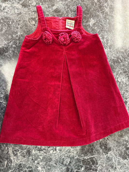 VINTAGE 18-24m H&M Red Velour Flower Tank Dress