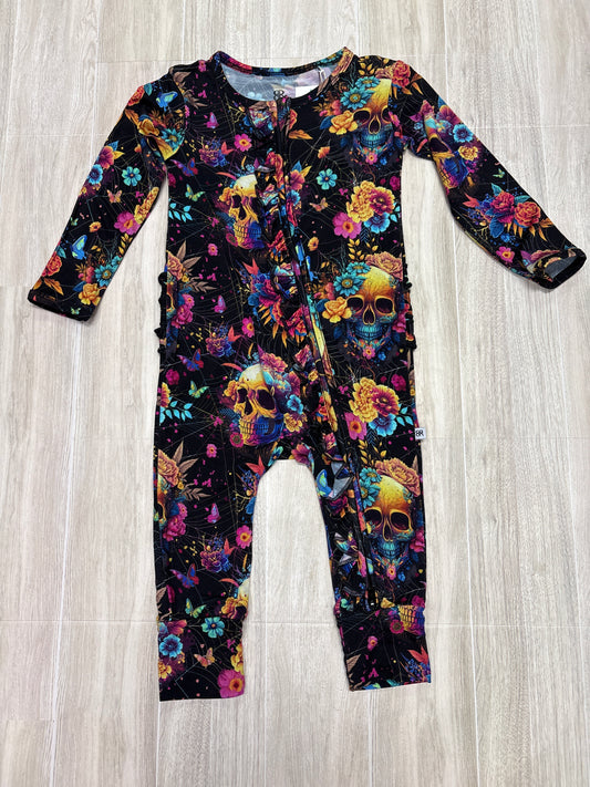 NWT 18-24m Bums & Roses Floral Skull Web Pajama