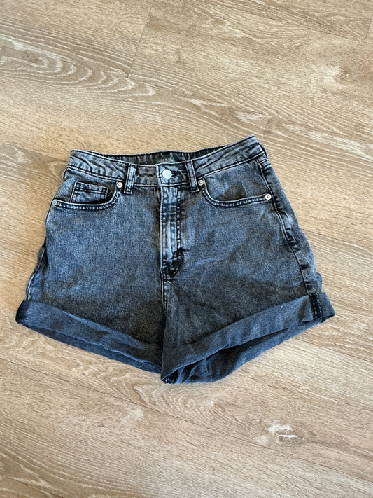 Womens 2 Acid Wash Black Denim Shorts