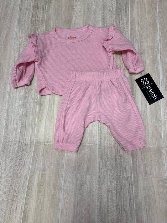 Newborn Pink Ribbed 2 Piece Set