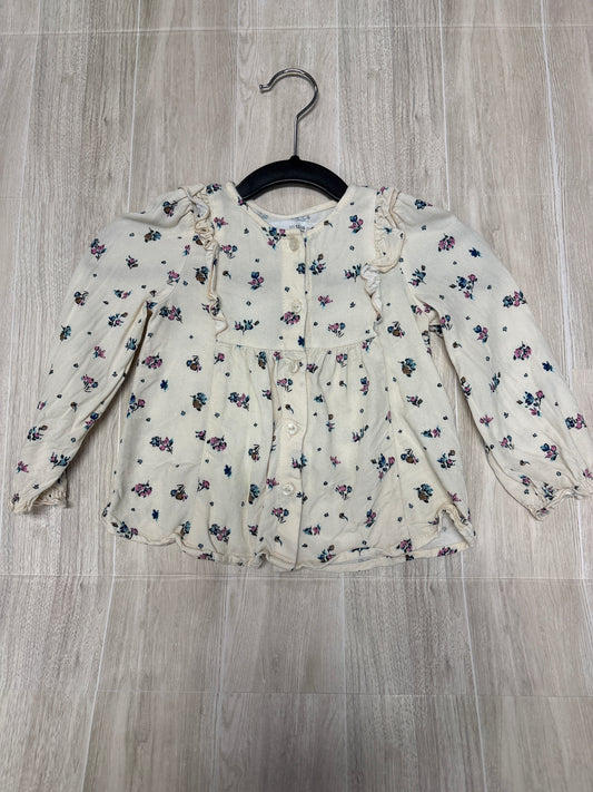 12-18m Zara Cream Floral Long Sleeve Button Shirt