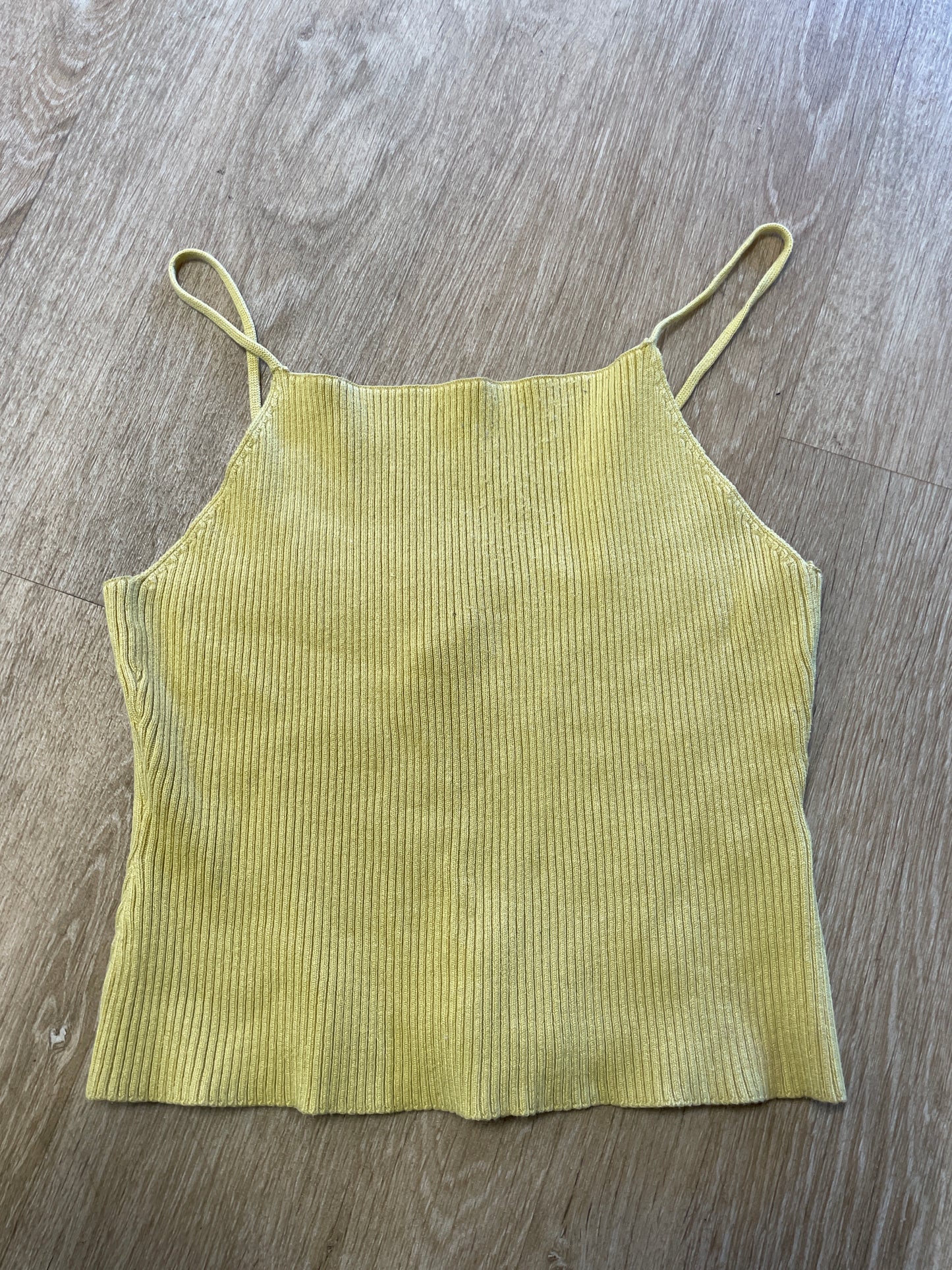 Womens Small Mustard Yellow Ribbed Tank