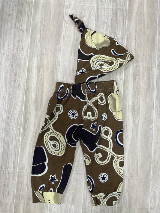 3-6m Cowboy Lasso Pant + Hat Set