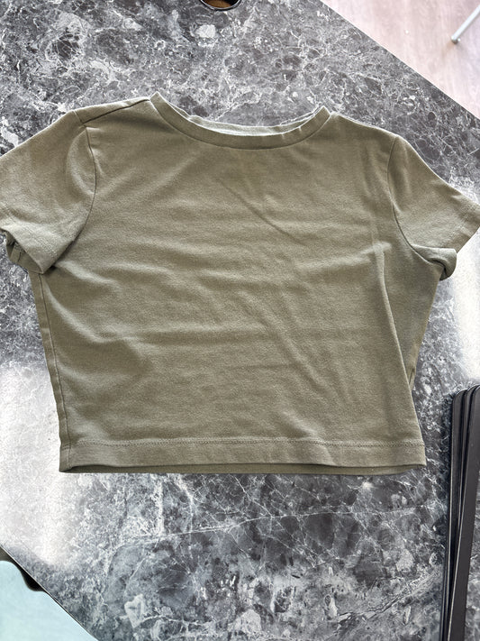 Womens Xsmall Green Basic Crop Shirt