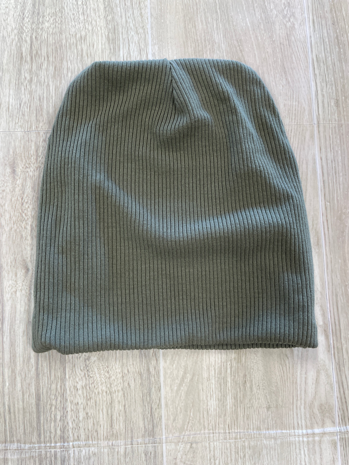 Infant Olive Ribbed Beanie