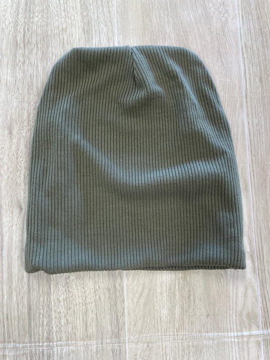 Infant Olive Ribbed Beanie