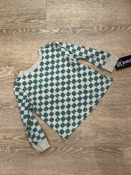 3T Teal/Tan Checkered Long Sleeve