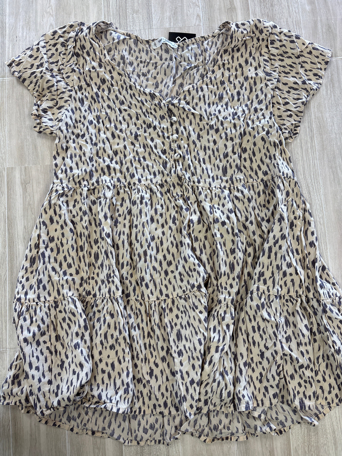Womens Large Tan Animal Print Tunic Top
