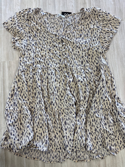 Womens Large Tan Animal Print Tunic Top