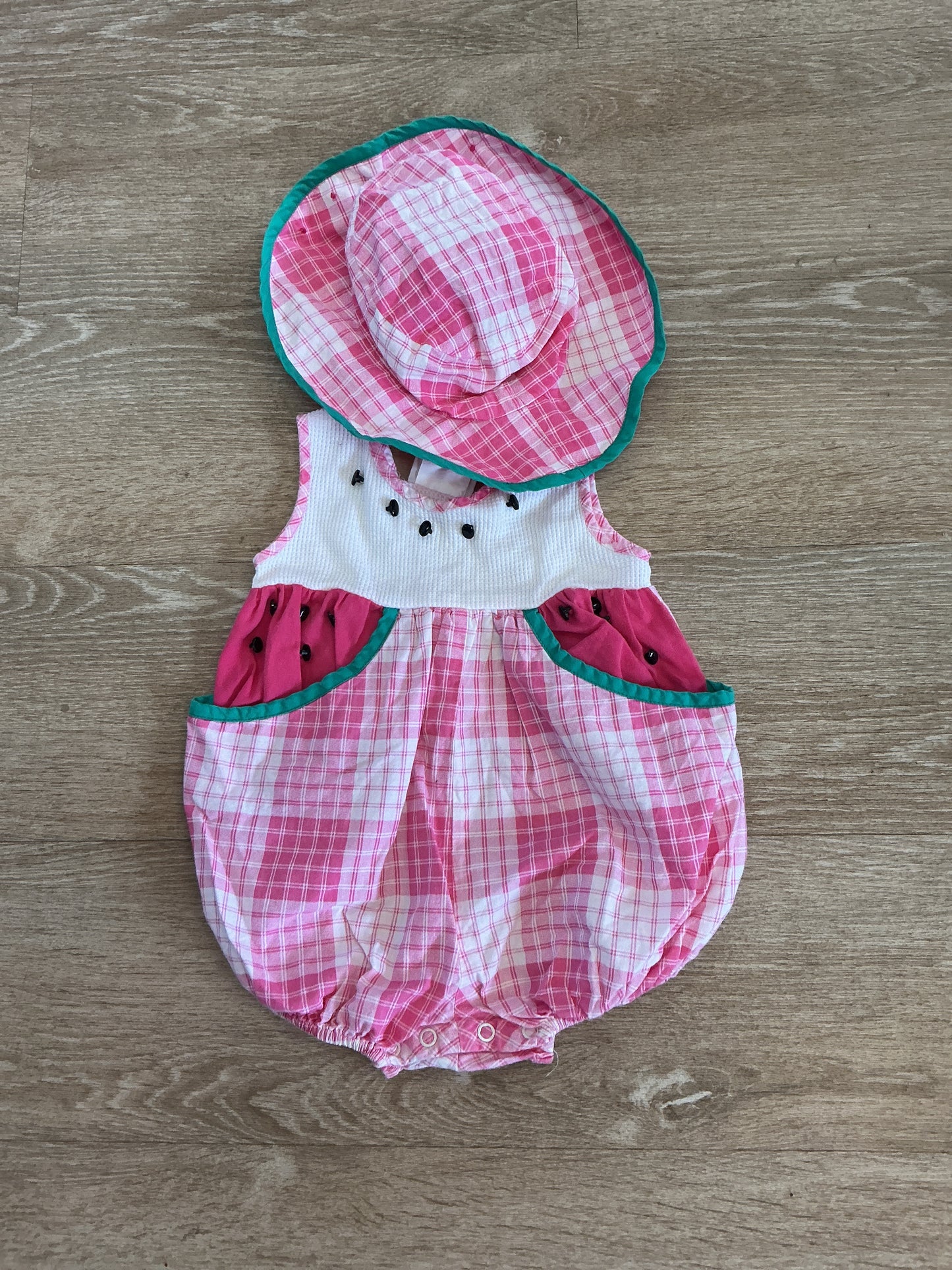 Vintage 12m Watermelon Romper + Hat