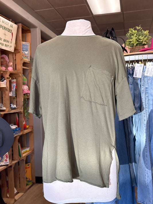 Womens Medium Oversized Pocket Tee - Olive