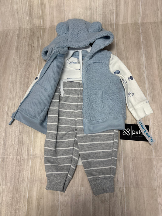 NWT 6m Blue Teddy Vest + Bear Onesie + Pants Set