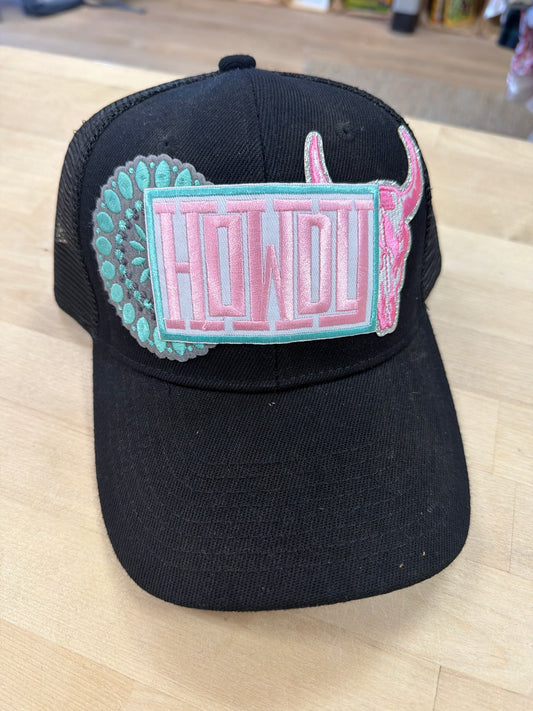 Trucker Hat - Howdy - Black/Pink/Turquoise