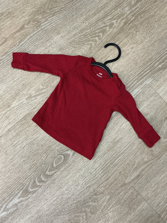 Newborn Red Ribbed Long Sleeve