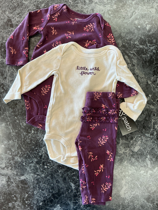 9m Purple Berry Ribbed 3 Piece Set
