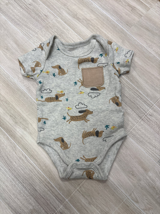 0-3m Dog Pocket Onesie
