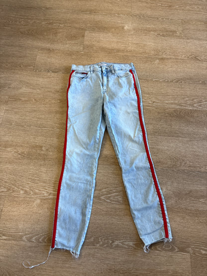 Womens 10 Tommy Hilfiger Denim Light Wash Red Stripe Pant