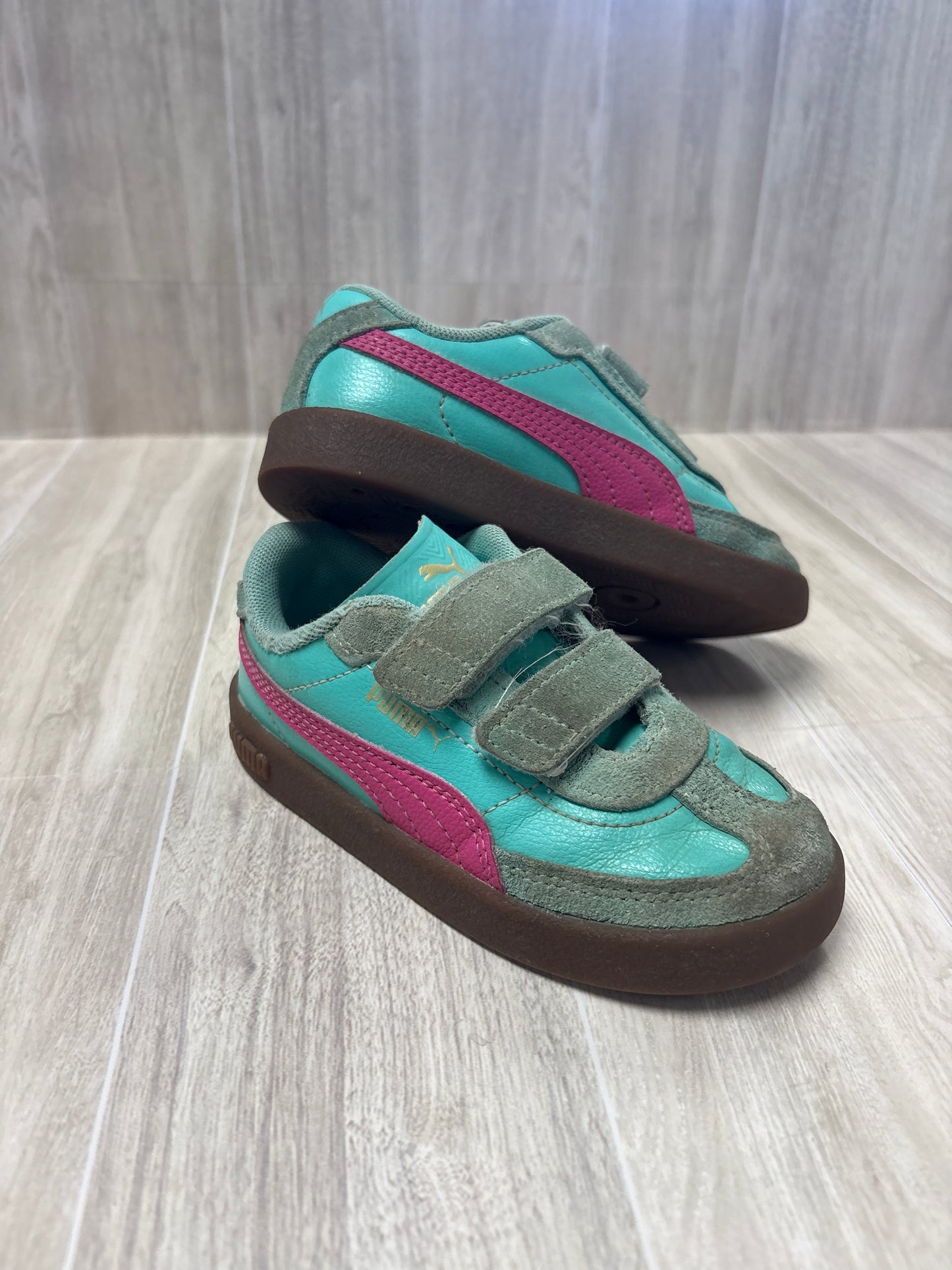 8c Puma Velcro Teal/Pink Shoes