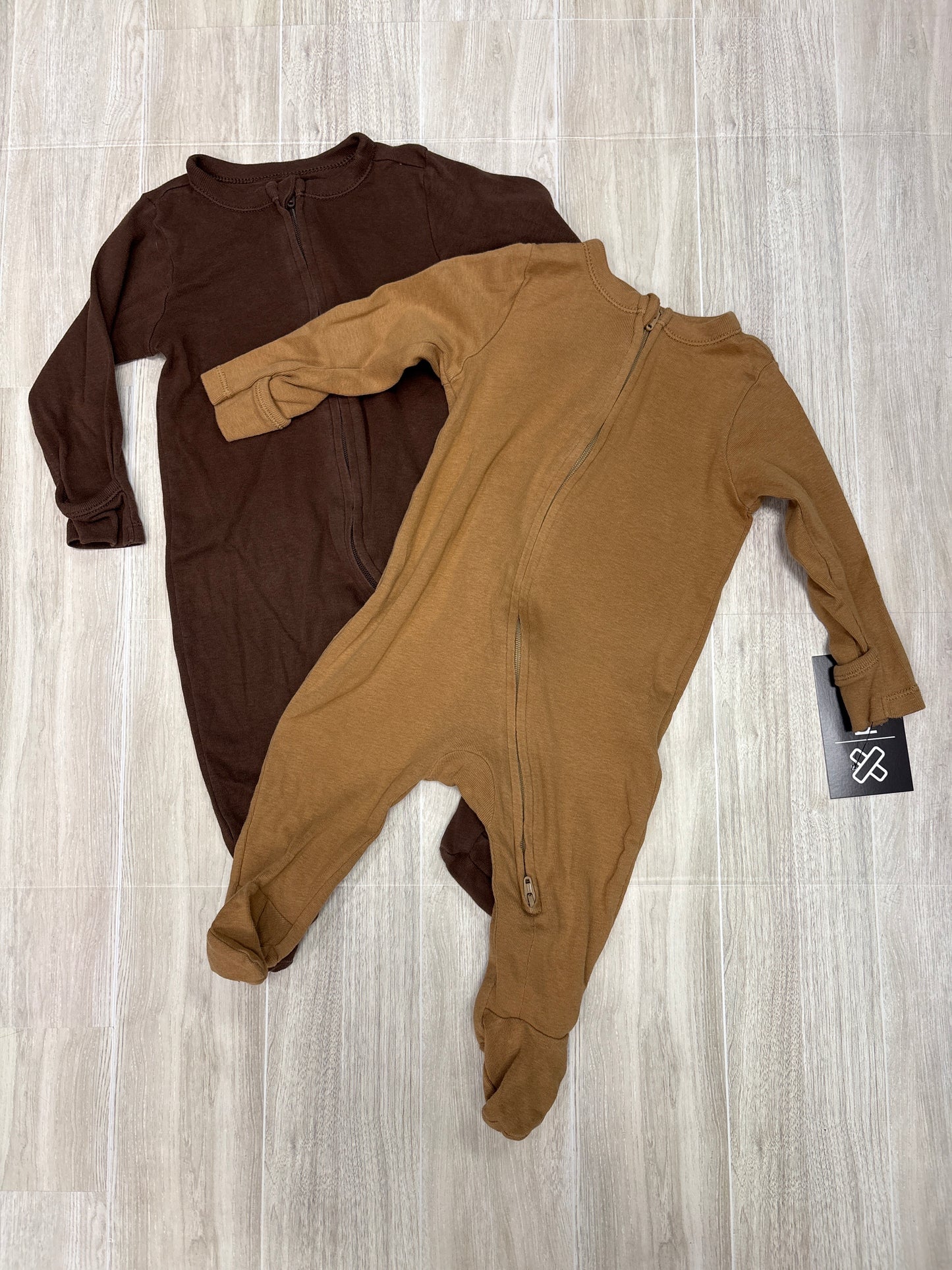 3-6m Footed Pajama 2 Pack - Brown/Camel