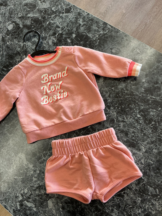 0-3m Pink Brand New Bestie Shortie Lounge Set