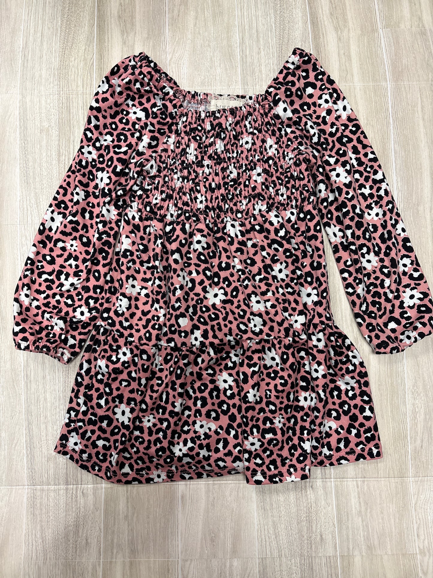 5T Pink Cheetah Floral Long Sleeve Dress