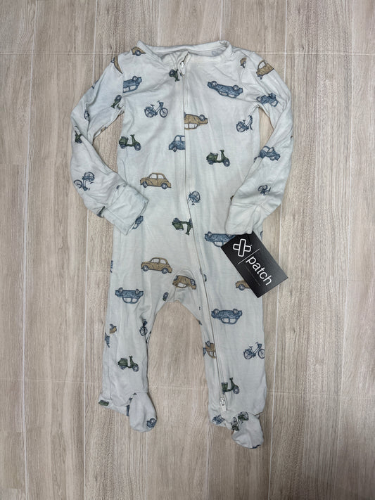 9m White/Neutral Cars Footed Pajama