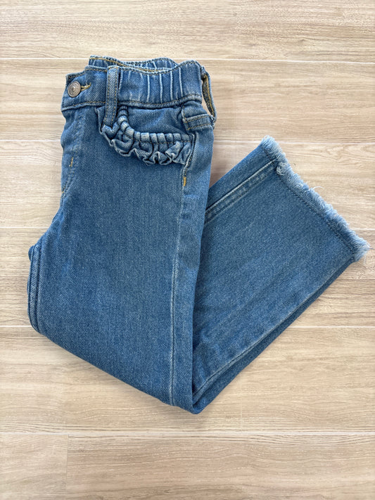 3T Light Wash Ruffle Pocket Straight Leg Denim
