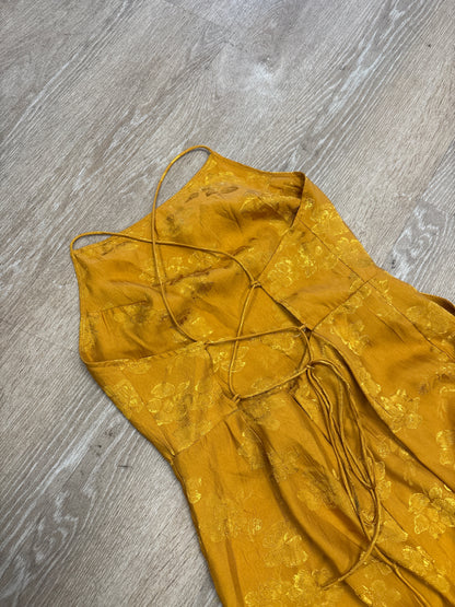 Womens 8 Urban Outfitters Gold Floral Strappy Jumper