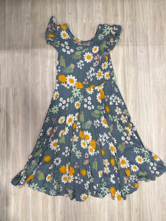 4/5T Emerson & Friends Blue/Flower Leafy Twirl Dress