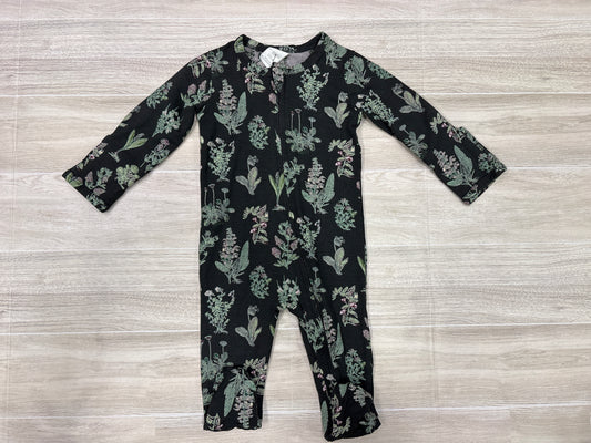 0-3m The Woods By Kate Quinn Black Floral Footed Romper