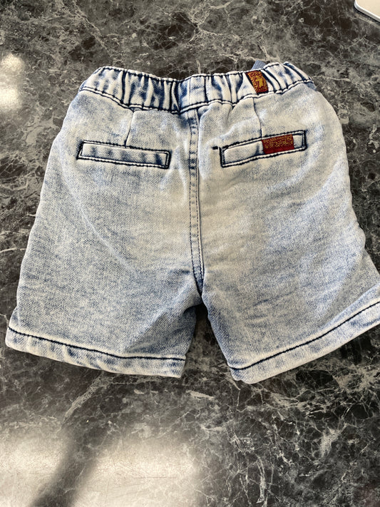 12m 7 For All Mankind Light Acid Wash Shorts