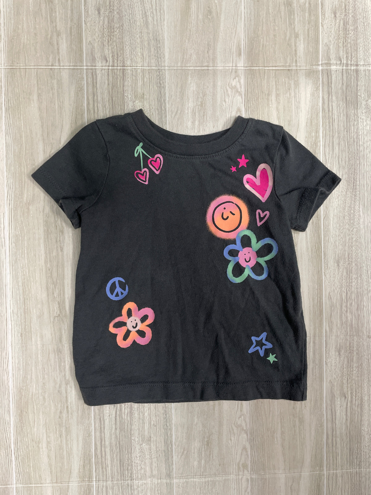 18m Charcoal Grey Floral/Stars Graphic Tee