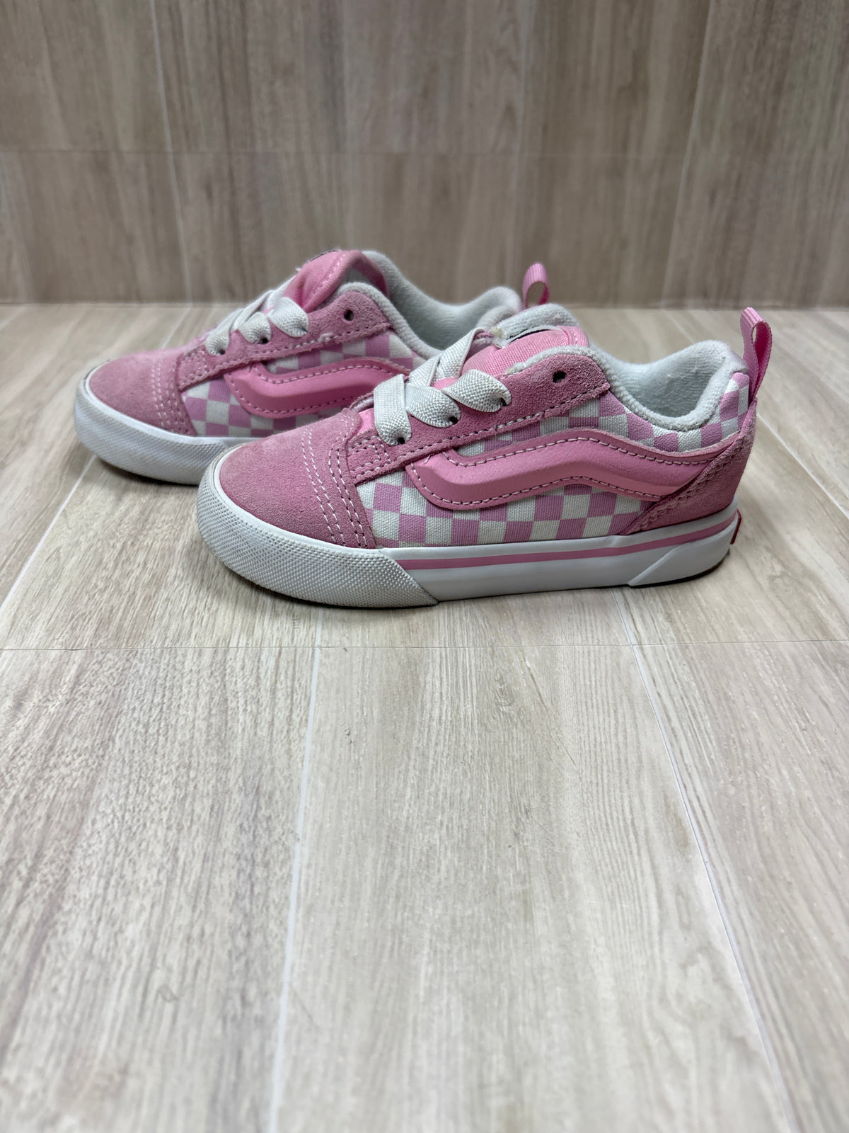 8c Vans Knu Skool Pink Checkered Shoes - Blemish