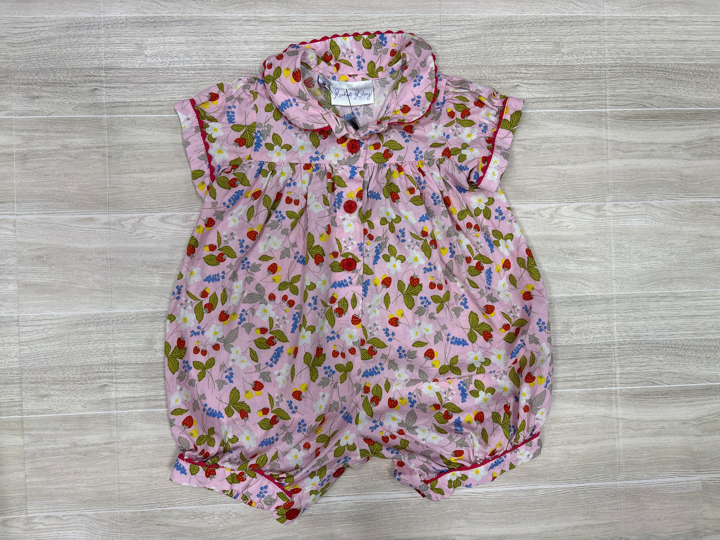 6m Pink Berry Floral Collared Shortie Romper