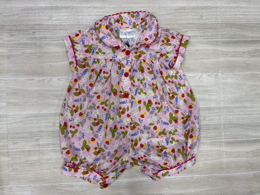 6m Pink Berry Floral Collared Shortie Romper