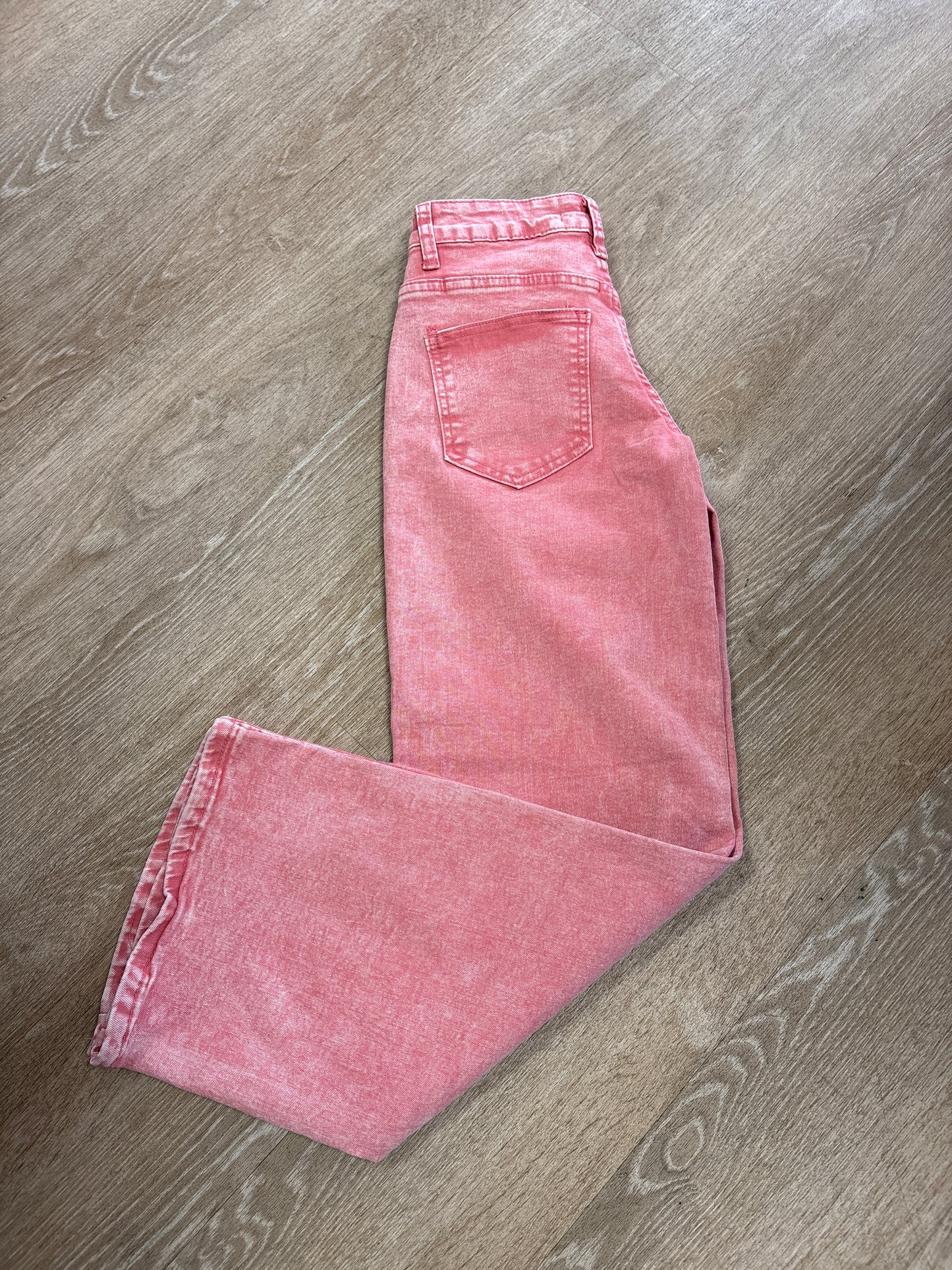 NWT 00 Acid Wash Pink Wide Leg Denim