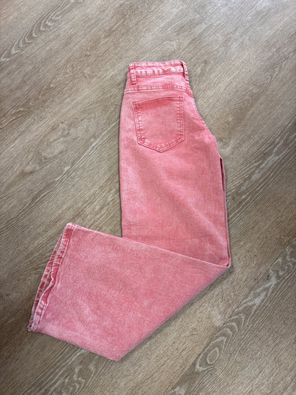 NWT 00 Acid Wash Pink Wide Leg Denim