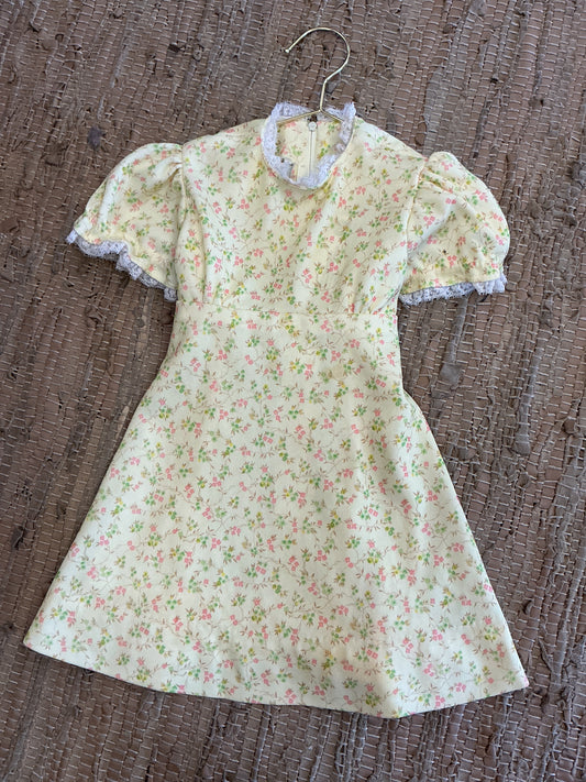 2/3t Vintage Yellow Flower Dress