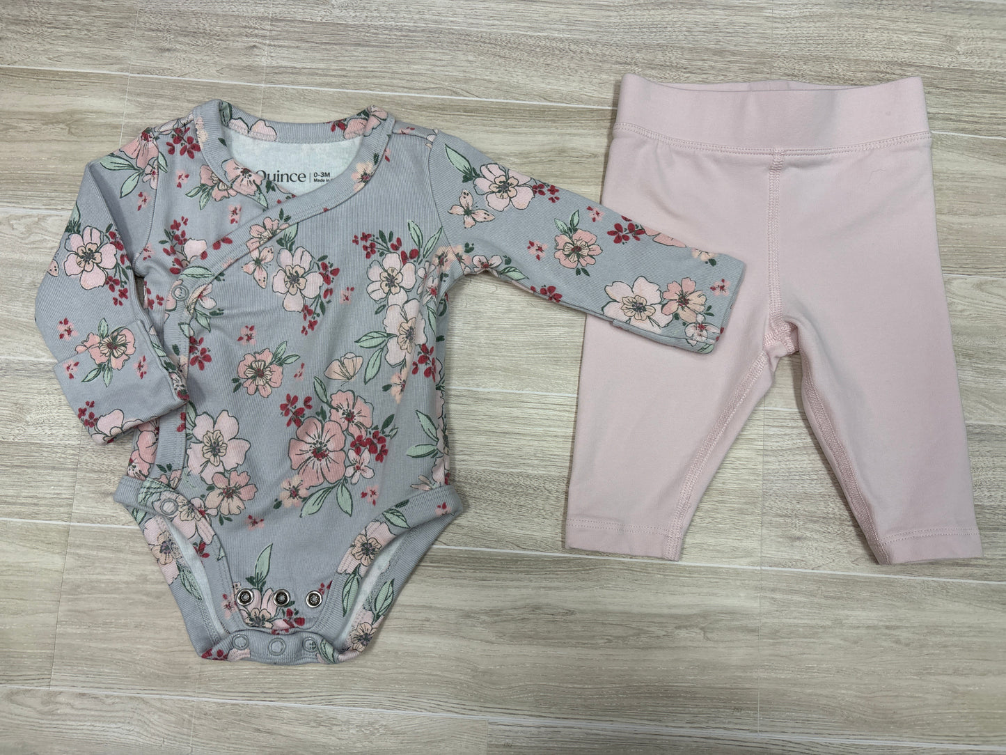 0-3m Quince Floral Kimono Onesie + Legging Set
