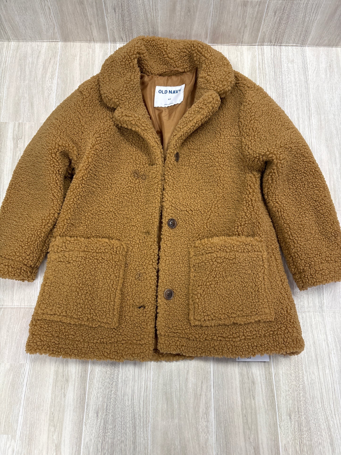 4T Teddy Button Up Camel Coat - Blemish