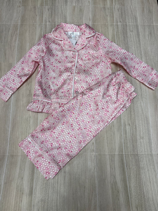 12m Pink Floral Silk Pajama Set