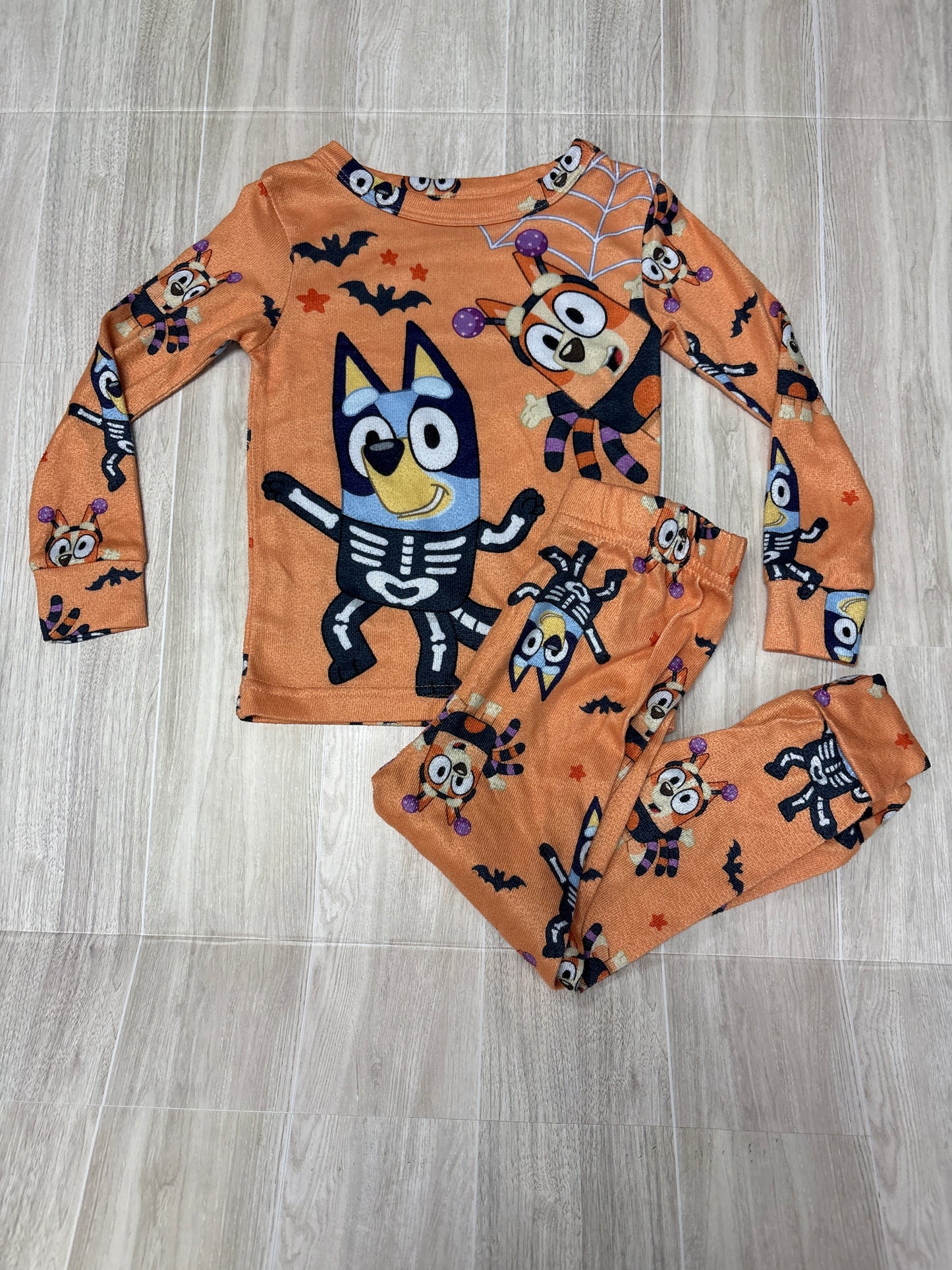 3T Orange Bluey + Bingo 2 Piece Pajama Set