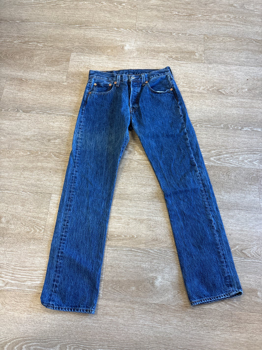 Womens 29 x 30 Levis 501 Dark Wash Denim Pant
