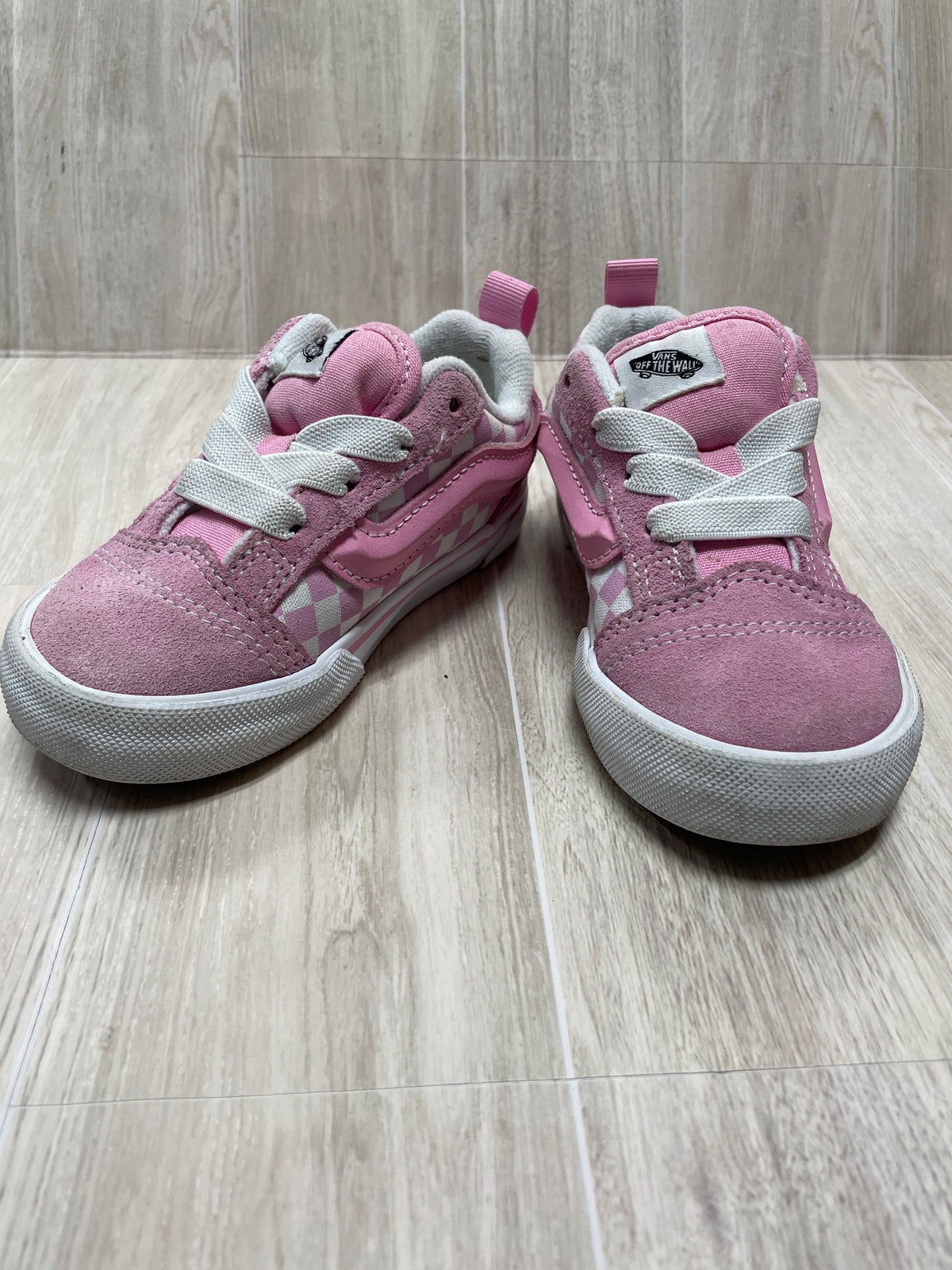 8c Vans Knu Skool Pink Checkered Shoes - Blemish