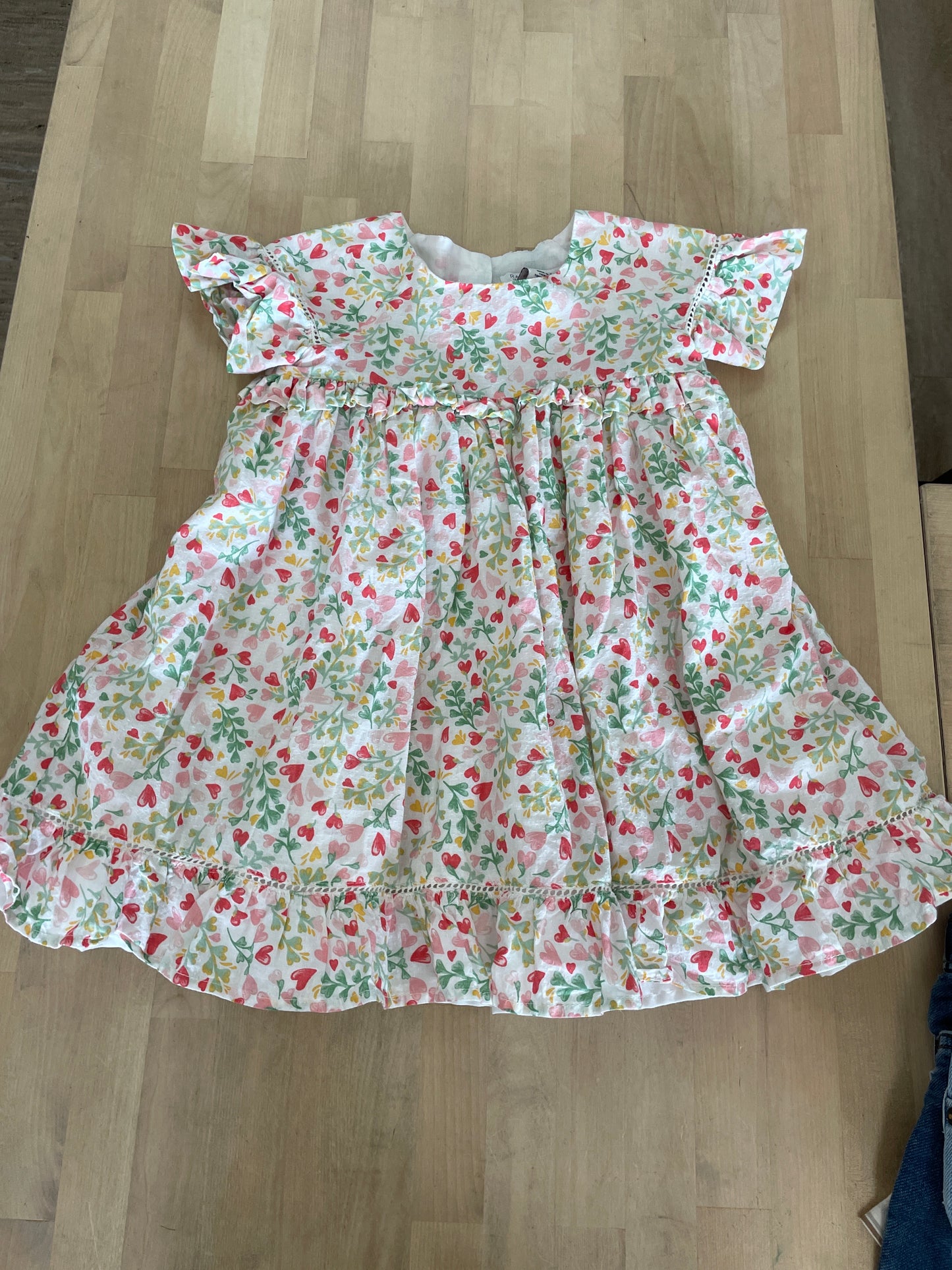 4T Heart Floral Ruffle Dress
