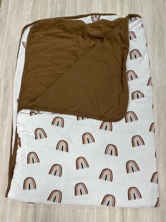 Kyte Reversible Quilted Blanket - Retro Rainbows/Brown