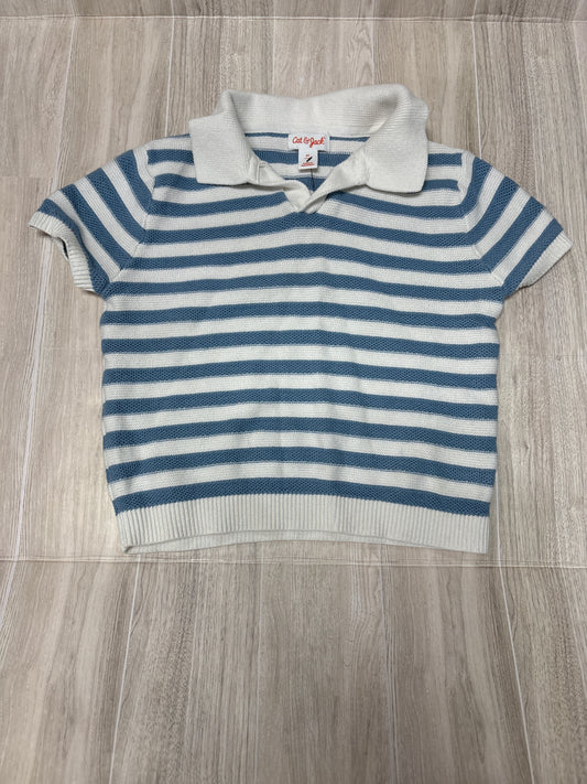 2T Blue/White Collared Knit Striped Tee