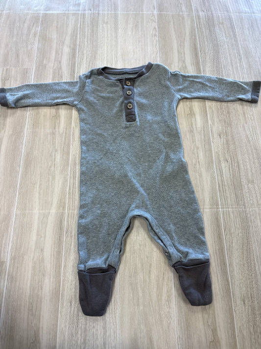 0-3m Burts Bees Grey Button Romper